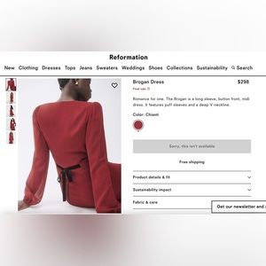 <brand new> Reformation Brogan Red Dress